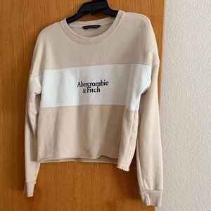 Abercrombie & Fitch Tan and White Logo Sweatshirt